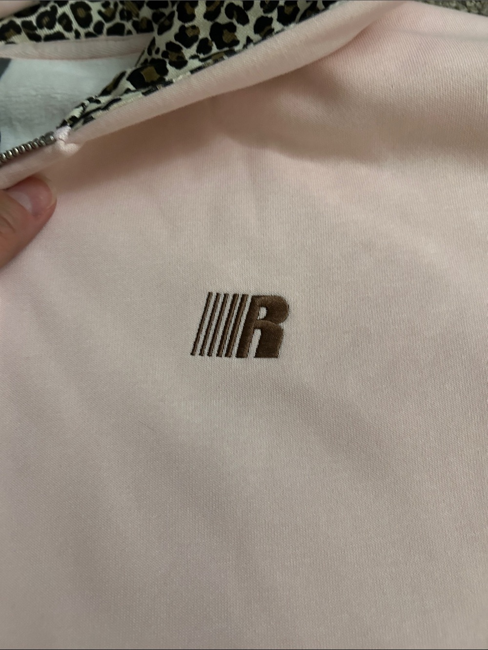 FDR Heavyweight Light Pink Zip Hoodie with Leopard-Lined Hood - Picture 5 of 5